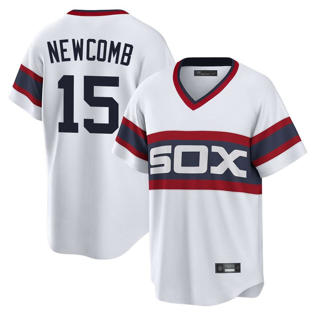 STECN C.White Sox #15 Sean Newcomb Player White T-shirt Home Game Stitched Jerseys