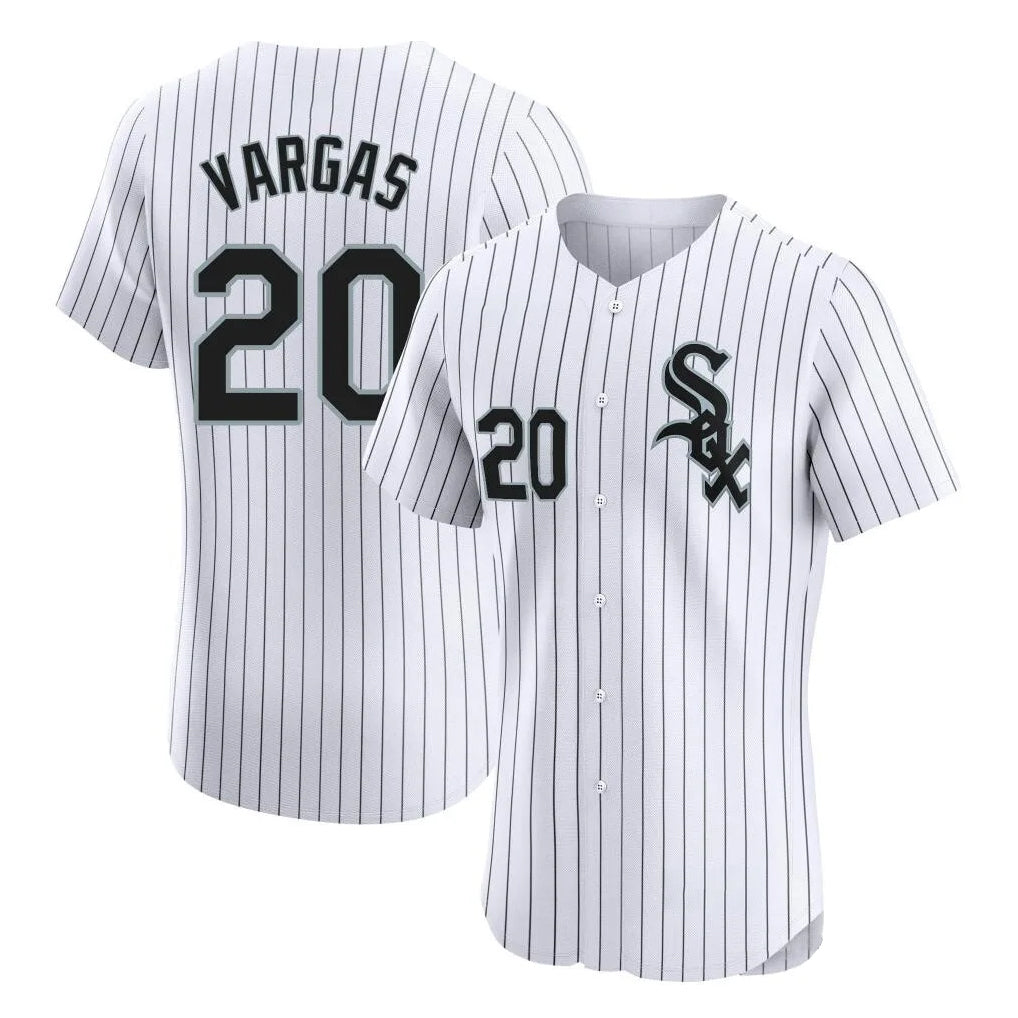 STECN C.White Sox #20 Miguel Vargas Player White Stripe Limited Elite Home Stitched Jerseys