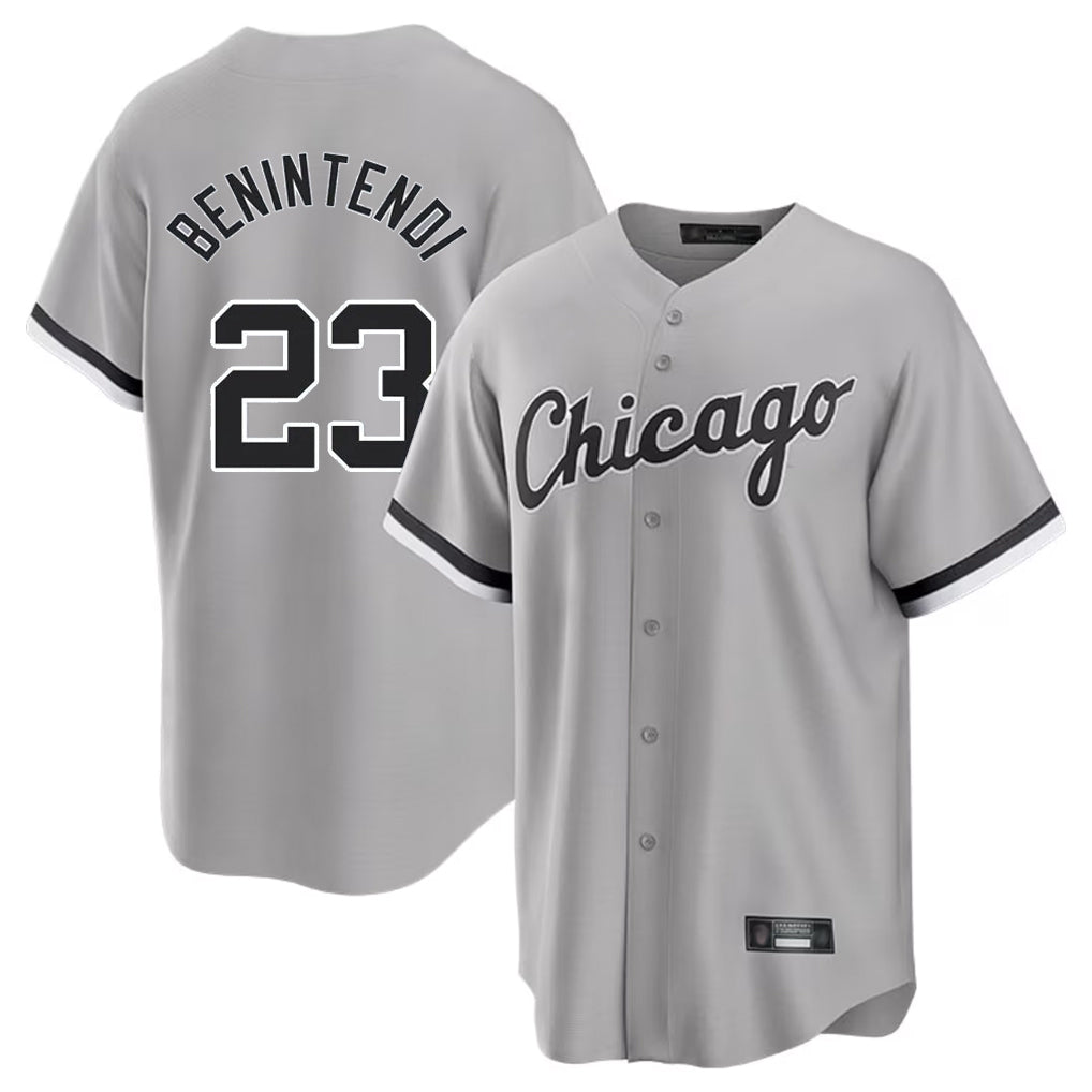 STECN C.White Sox #23 Andrew Benintendi Player Gray Home Game Stitched Jerseys