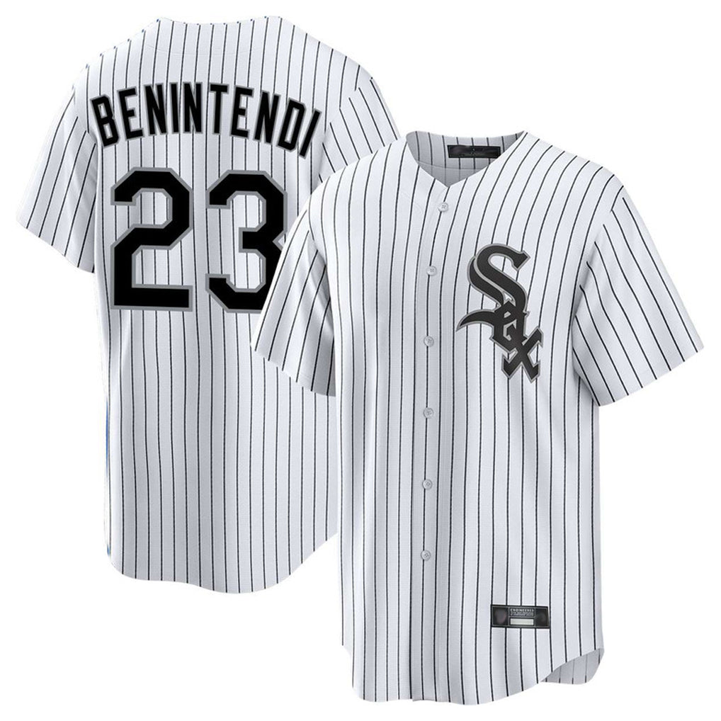 STECN C.White Sox #23 Andrew Benintendi Player White Stripe Home Game Stitched Jerseys