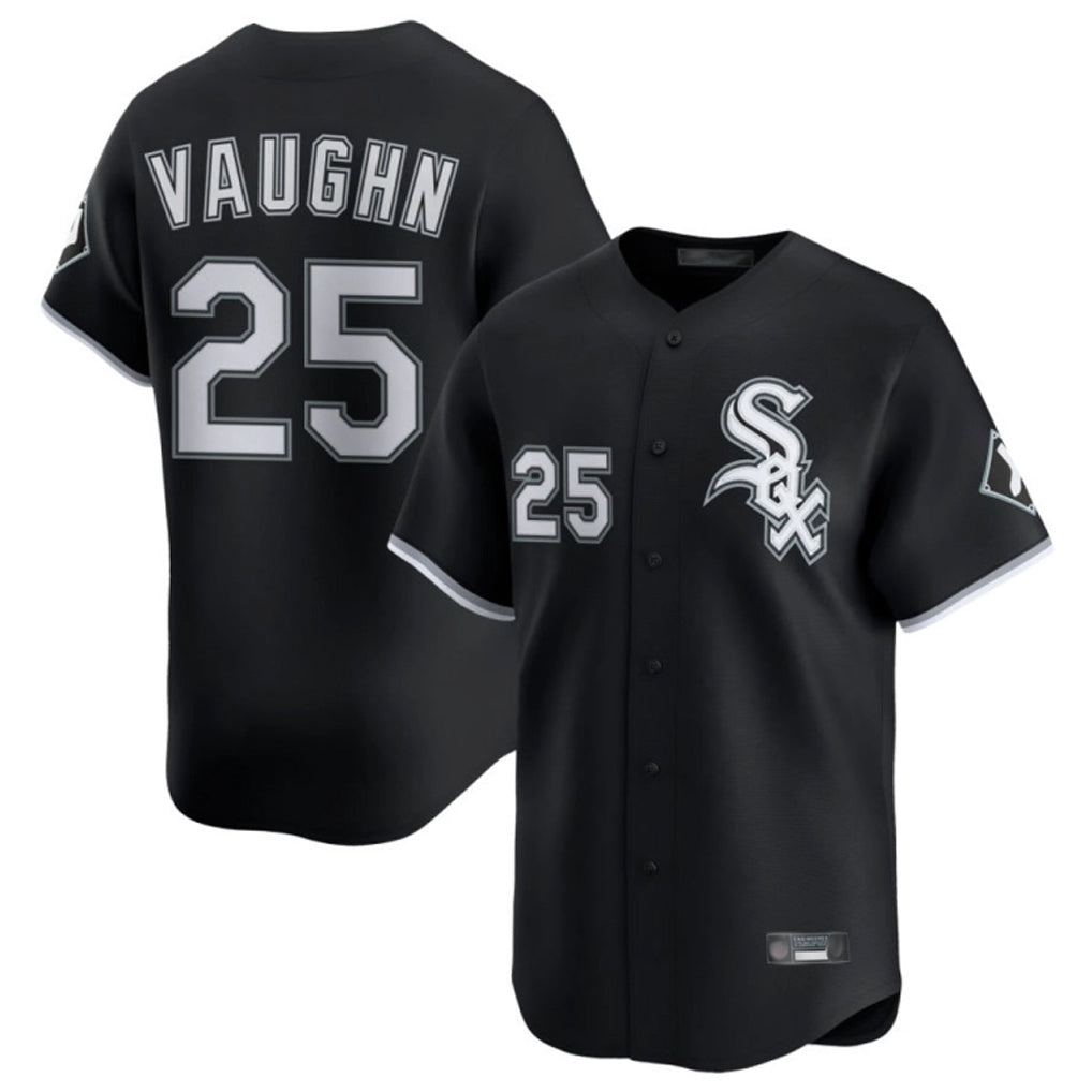 STECN C.White Sox #25 Andrew Vaughn Player Black Limited Home Stitched Jerseys
