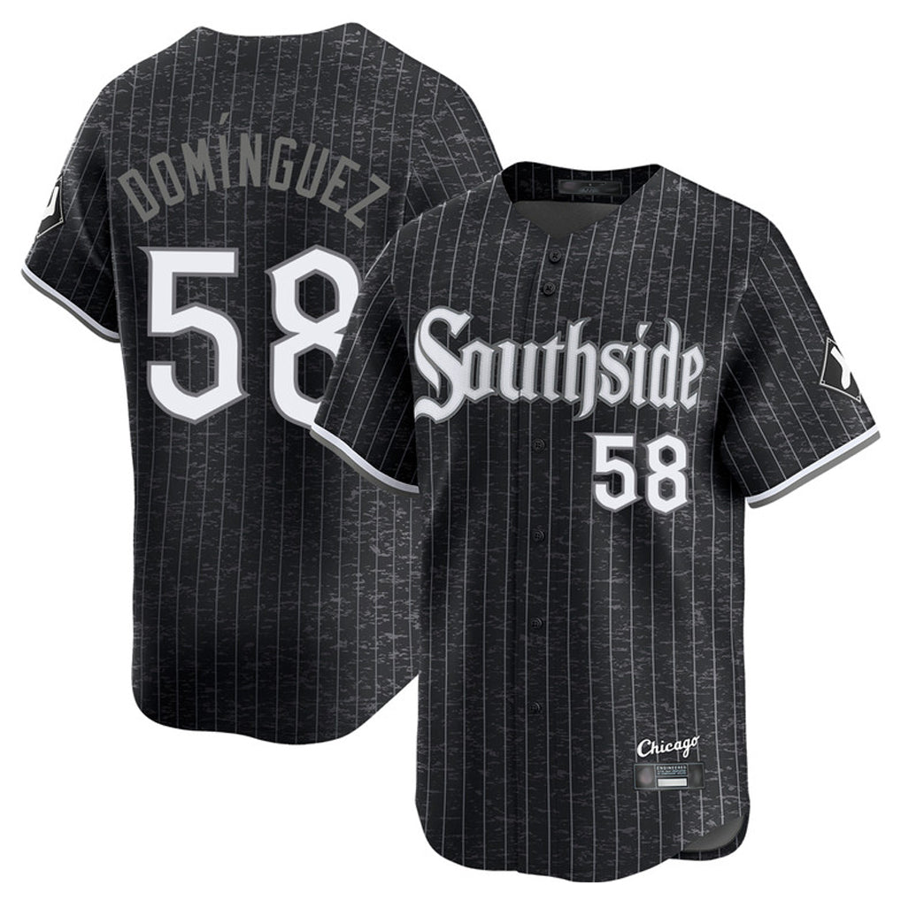 STECN C.White Sox #58 Seranthony Dom¡§anguez Player Black City Connect Limited Home Stitched Jerseys