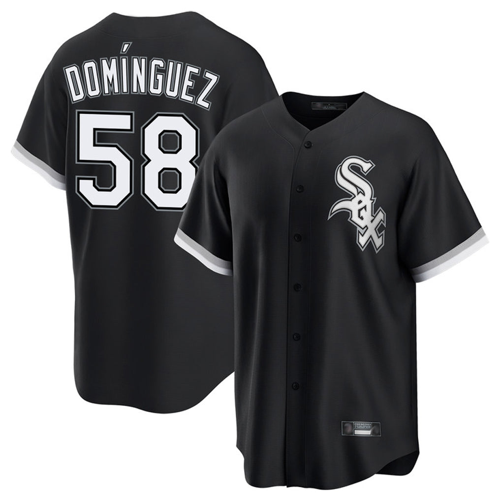 STECN C.White Sox #58 Seranthony Dom¡§anguez Player Black Home Game Stitched Jerseys
