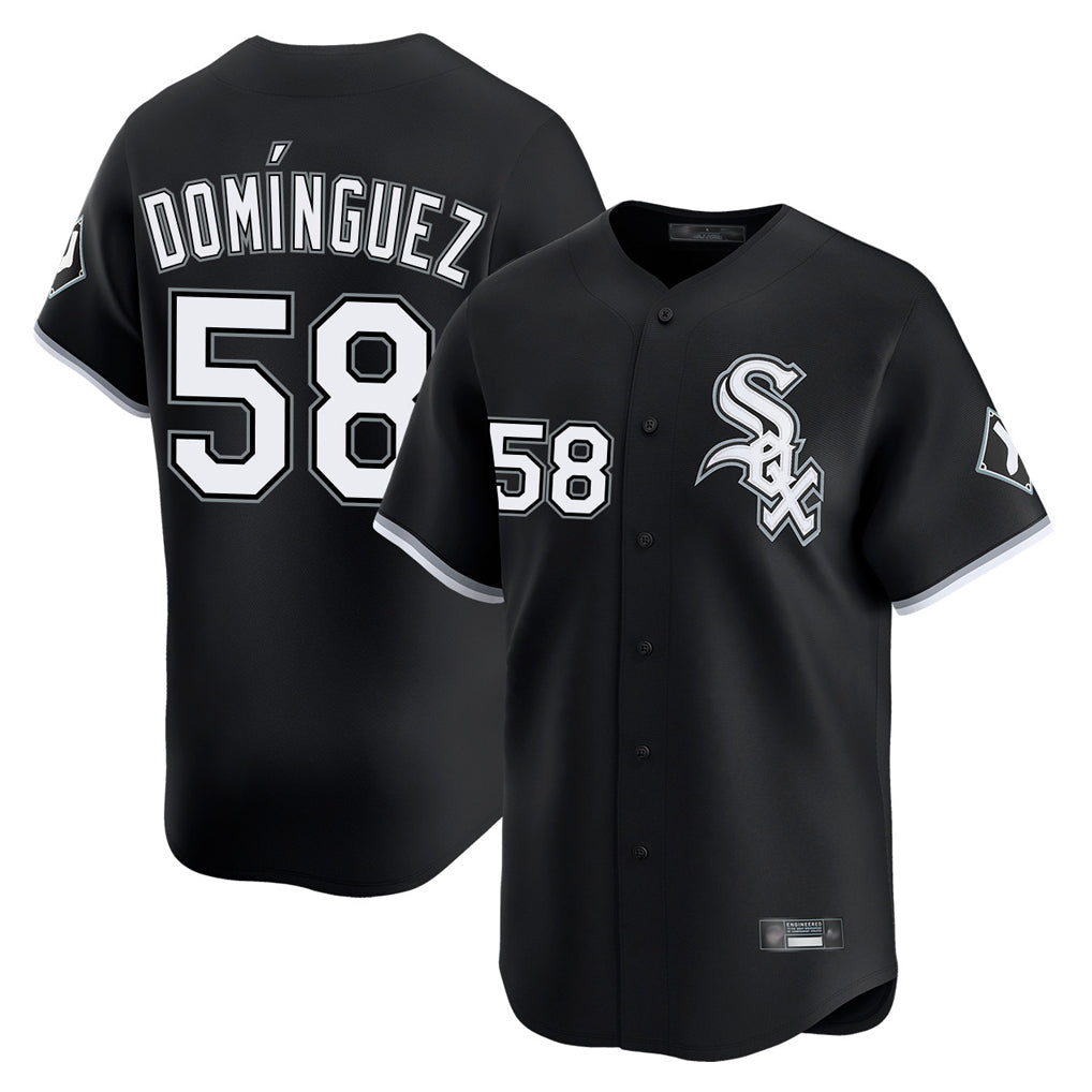 STECN C.White Sox #58 Seranthony Dom¡§anguez Player Black Limited Home Stitched Jerseys