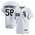 STECN C.White Sox #58 Seranthony Dom¡§anguez Player White Stripe Limited Home Stitched Jerseys