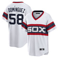 STECN C.White Sox #58 Seranthony Dom¡§anguez Player White T-shirt Home Game Stitched Jerseys
