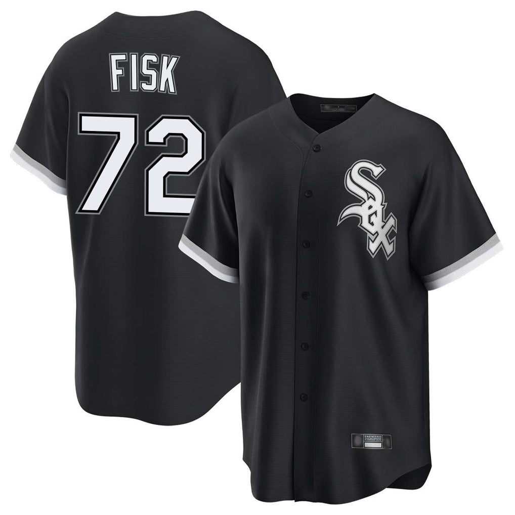 STECN C.White Sox #72 Carlton Fisk Player Black Home Game Stitched Jerseys