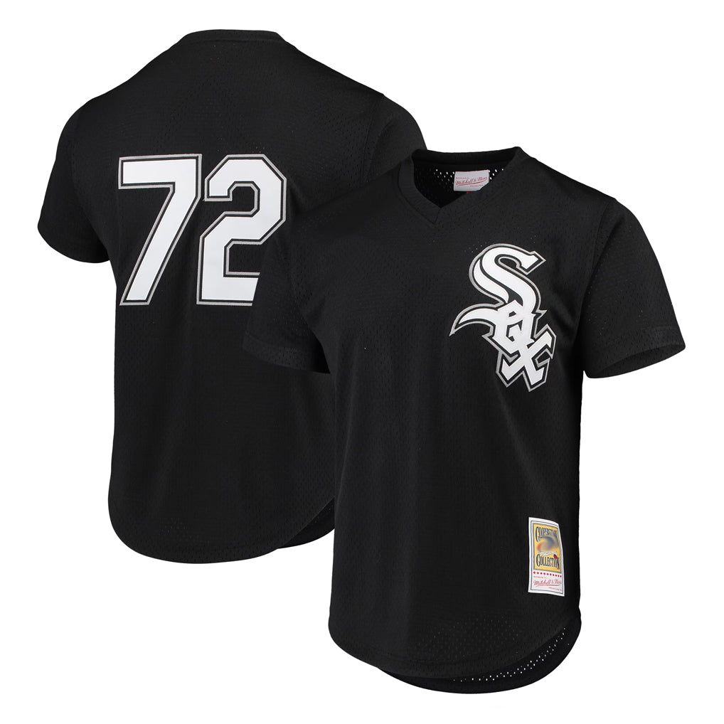 STECN C.White Sox #72 Carlton Fisk Player Black Mitchell & Ness Cooperstown Collection Mesh Game Stitched Jerseys