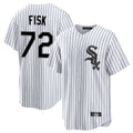 STECN C.White Sox #72 Carlton Fisk Player White Stripe Home Game Stitched Jerseys