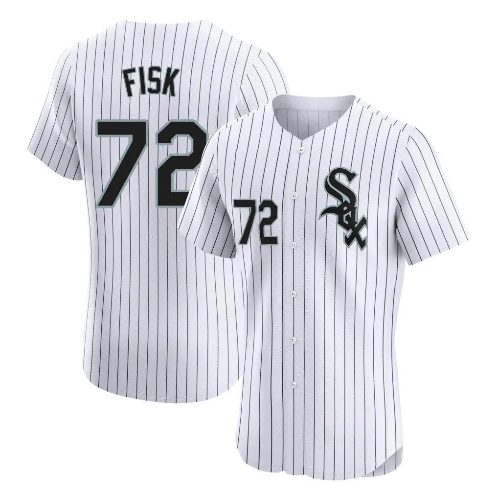 STECN C.White Sox #72 Carlton Fisk Player White Stripe Limited Elite Home Stitched Jerseys