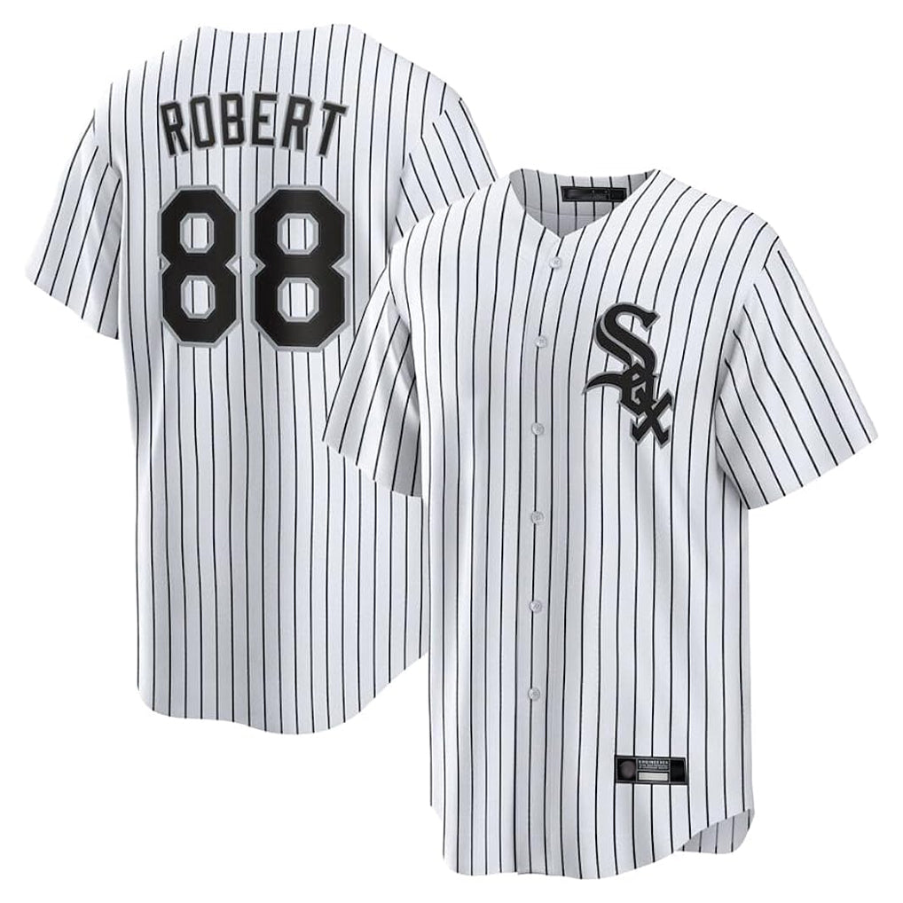 STECN C.White Sox #88 Luis Robert Jr Player White Stripe Home Game Stitched Jerseys