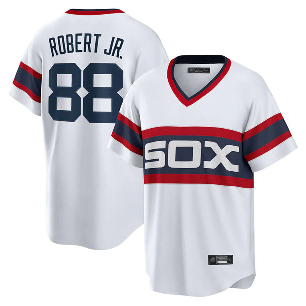 STECN C.White Sox #88 Luis Robert Jr Player White T-shirt Home Game Stitched Jerseys