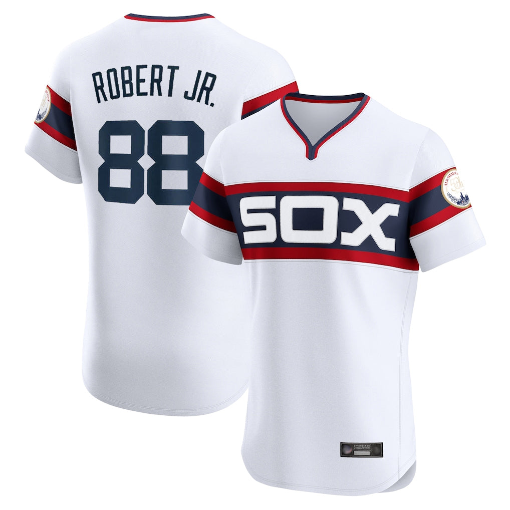 STECN C.White Sox #88 Luis Robert Jr Player White T-shirt Limited Elite Home Stitched Jerseys