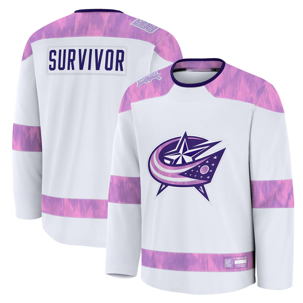 STECN CB.Jackets White Hockey Fights Cancer Survivor Practice Jersey