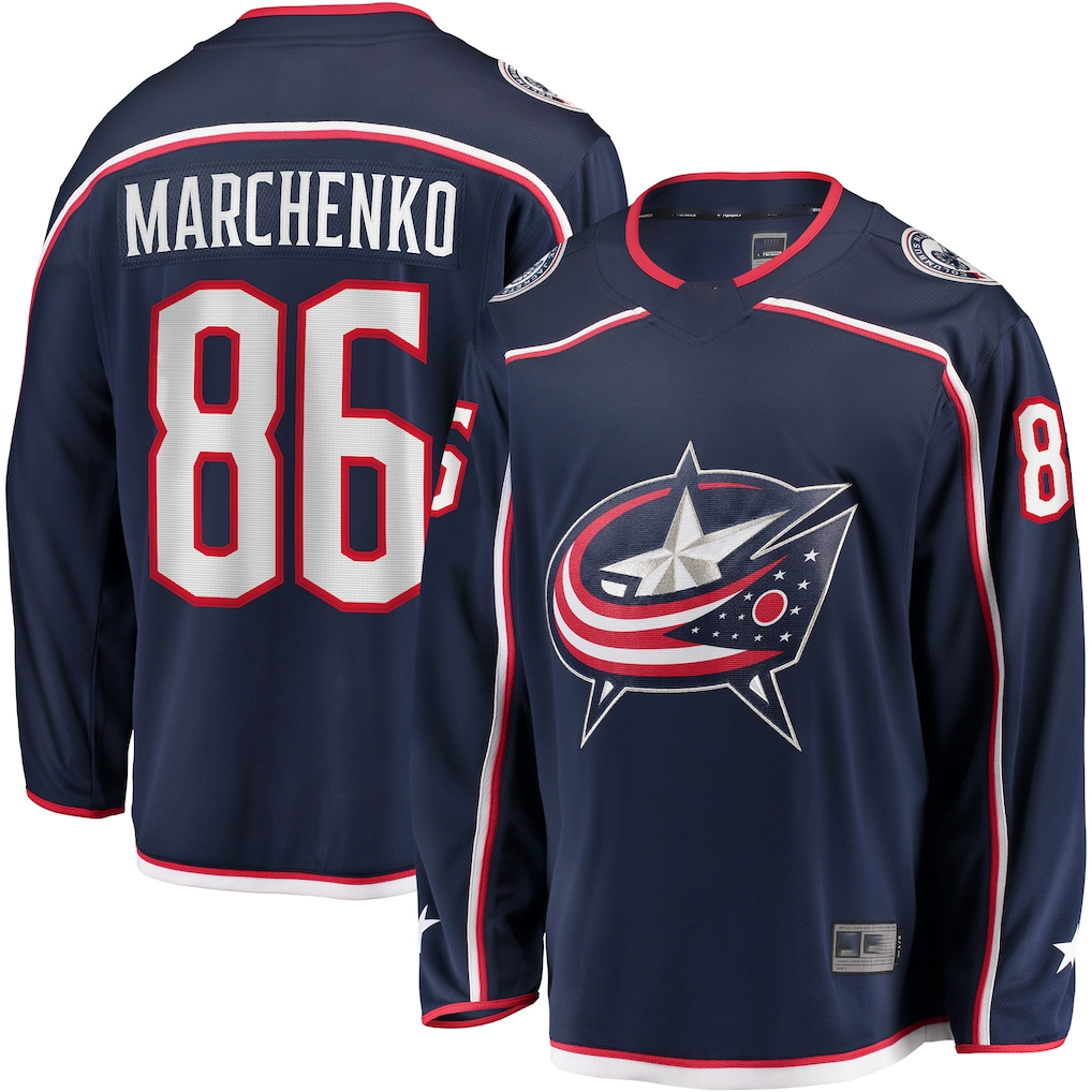 STECN CB.Jackets #86 Kirill Marchenko Navy Home Breakaway Jersey