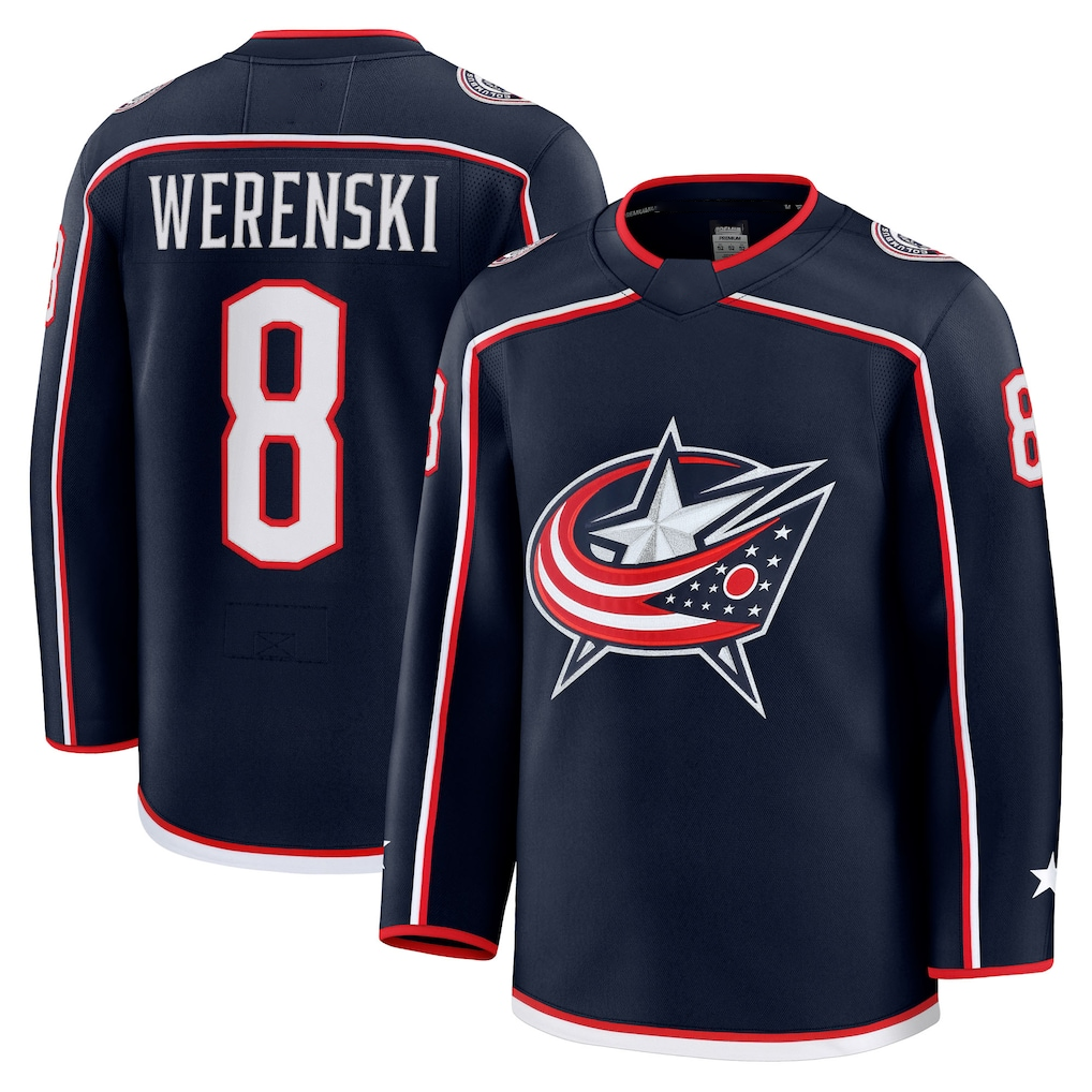 STECN CB.Jackets #8 Zach Werenski Navy Home Premium Jersey