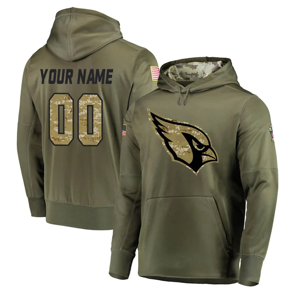 STECN Custom A.Cardinals Olive Salute to Service Limited Hoodie Any Name & Numbers Stitched Jerseys
