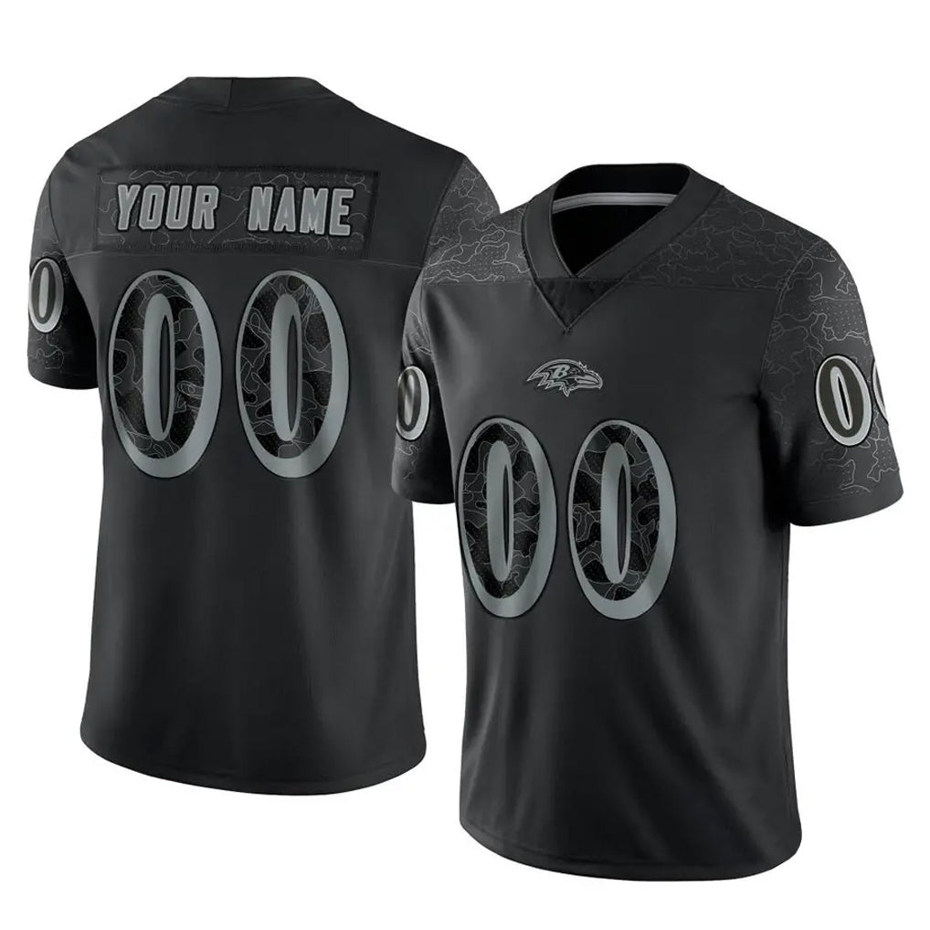 STECN Custom B.Ravens Black RFLCTV Limited Any Name & Numbers Stitched Jerseys