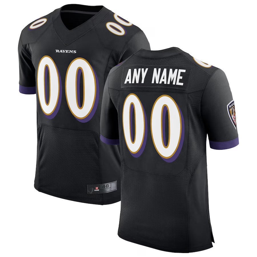 STECN Custom B.Ravens Black Speed Machine Elite Stitched Jerseys