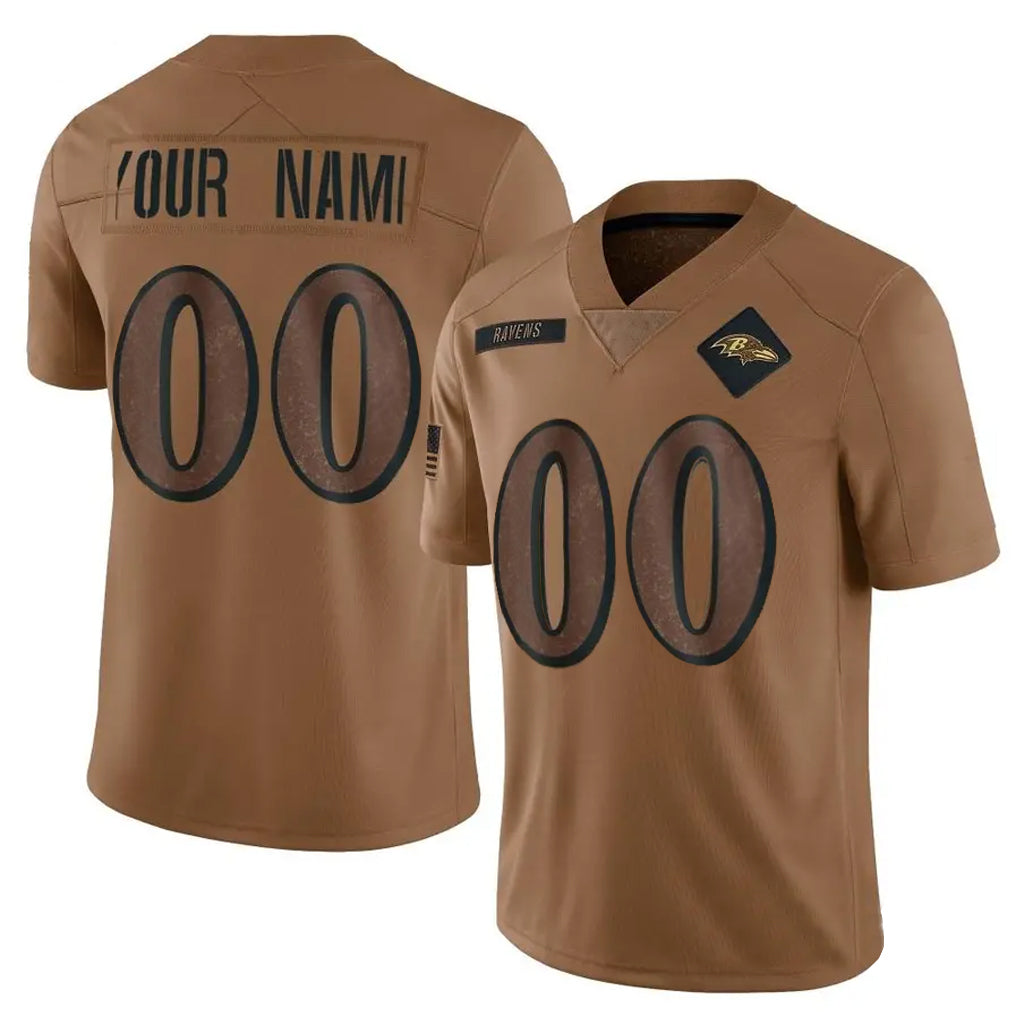 STECN Custom B.Ravens Brown Salute To Service Limited Any Name & Numbers Stitched Jerseys