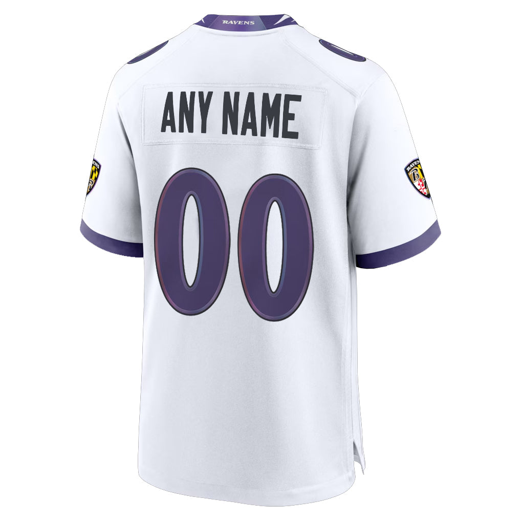 STECN Custom B.Ravens White Home Game Any Name & Numbers Stitched Jerseys