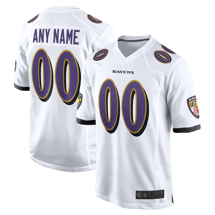 STECN Custom B.Ravens White Home Game Stitched Jerseys