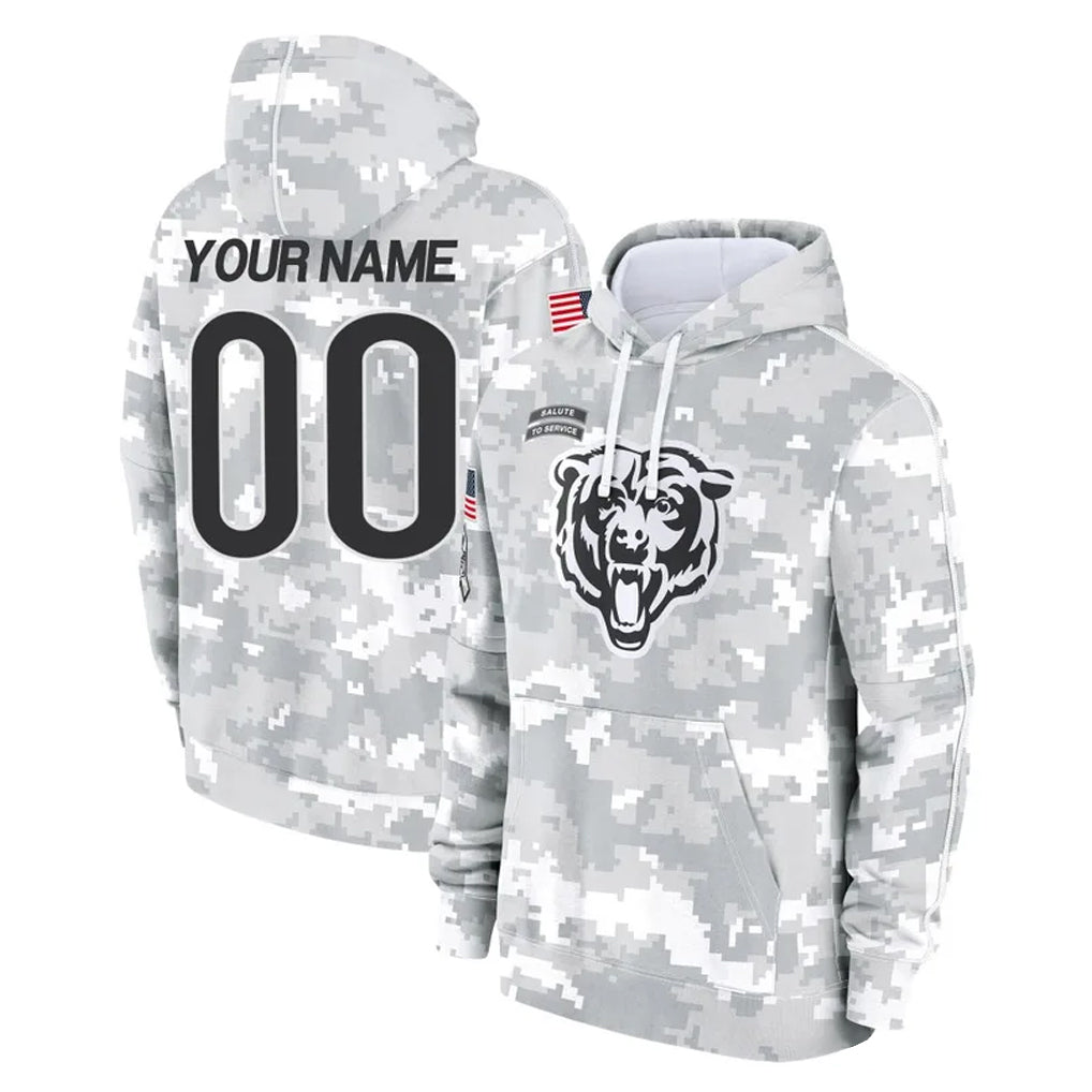 STECN Custom C.Bears Arctic Camo Salute to Service Pullover Hoodies Limited Any Name & Numbers Stitched Jerseys