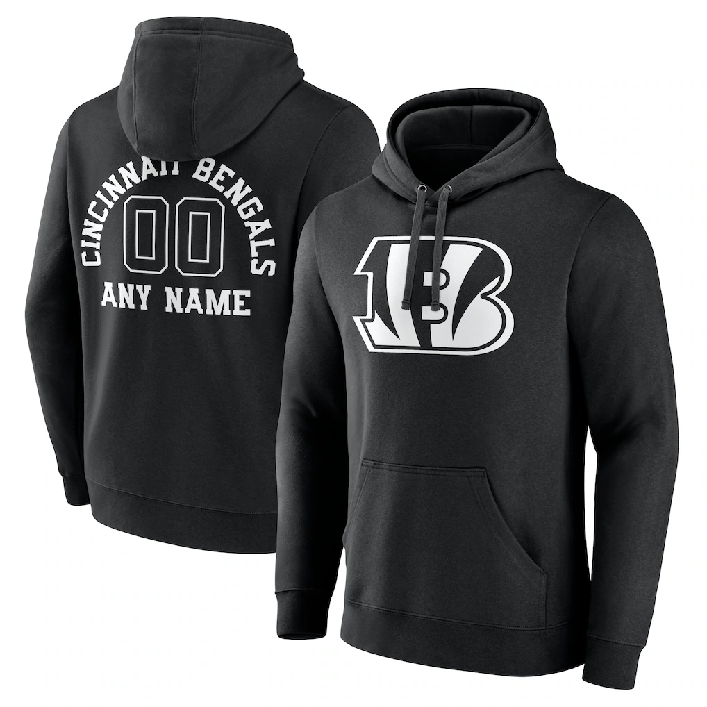 STECN Custom C.Bengals Black Personalized Name & Number Pullover Hoodie Stitched Jerseys