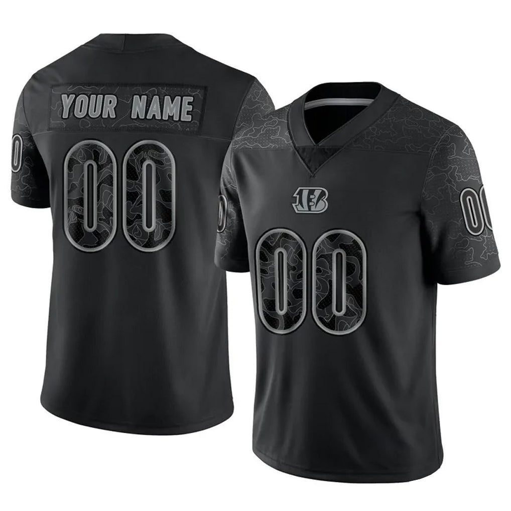 STECN Custom C.Bengals Black Reflective Limited Game Any Name & Numbers Stitched Jerseys