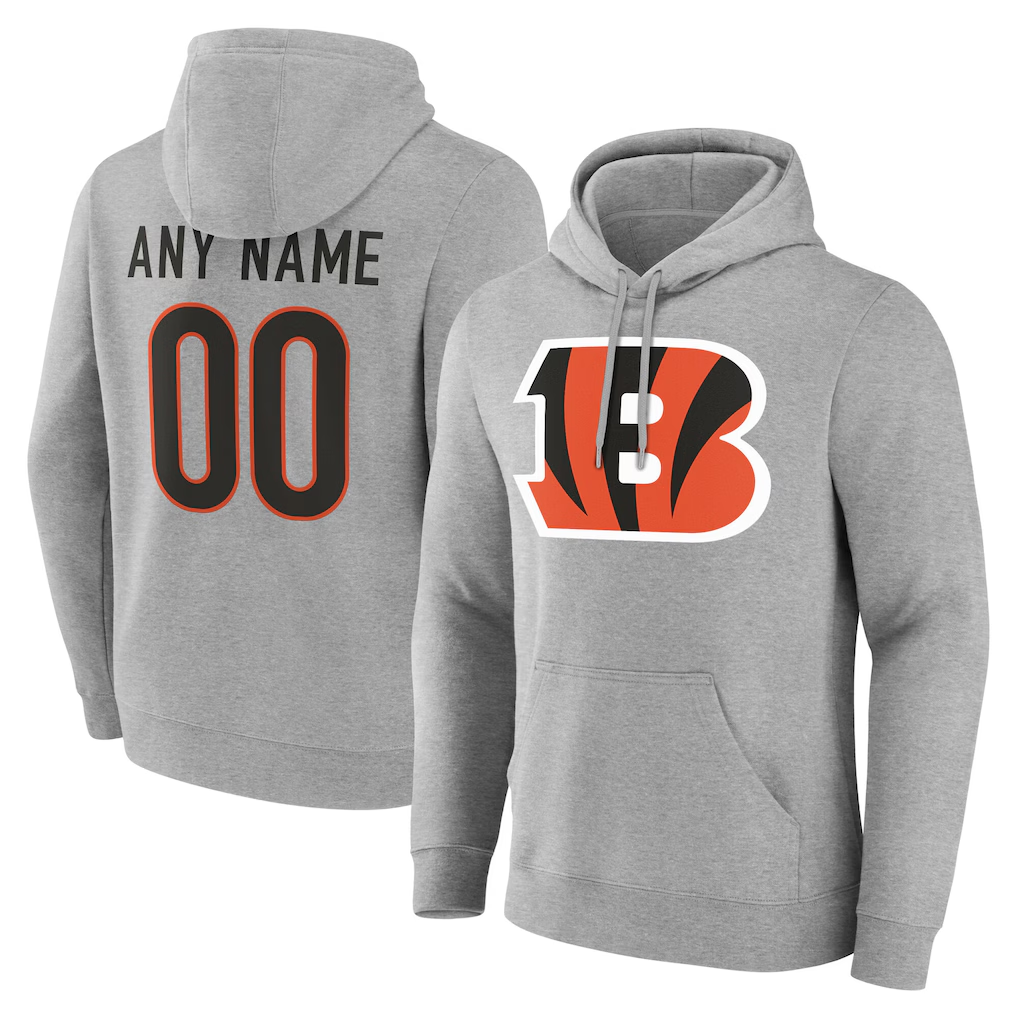 STECN Custom C.Bengals Gray Team Authentic Personalized Name & Number Hoodie Stitched Jerseys