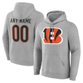 STECN Custom C.Bengals Gray Team Authentic Personalized Name & Number Hoodie Stitched Jerseys