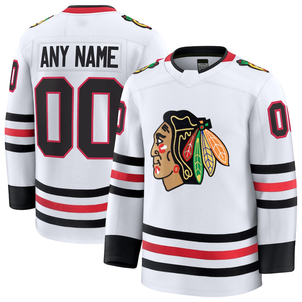 STECN Custom C.Blackhawks White Away Premium Jerseys