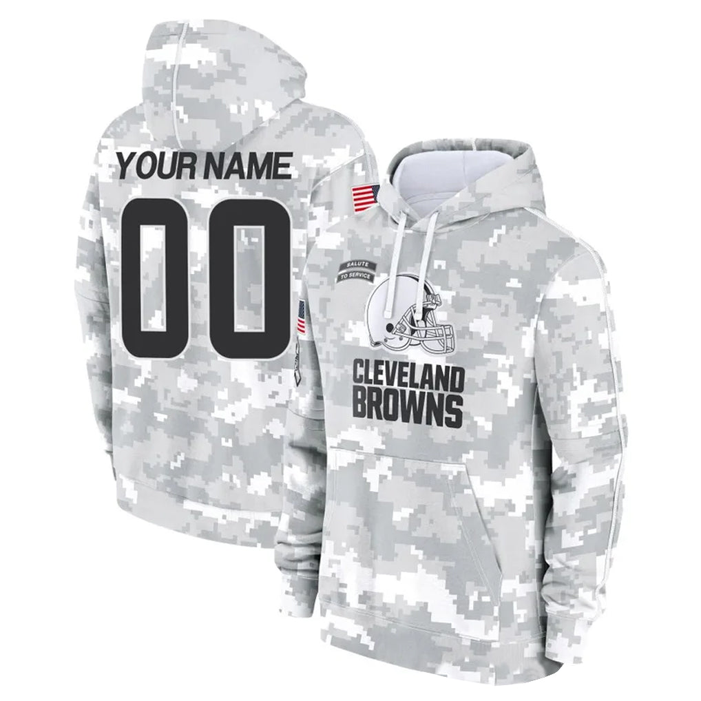 STECN Custom C.Browns Arctic Camo Salute to Service Hoodies Limited Any Name & Numbers Stitched Jerseys
