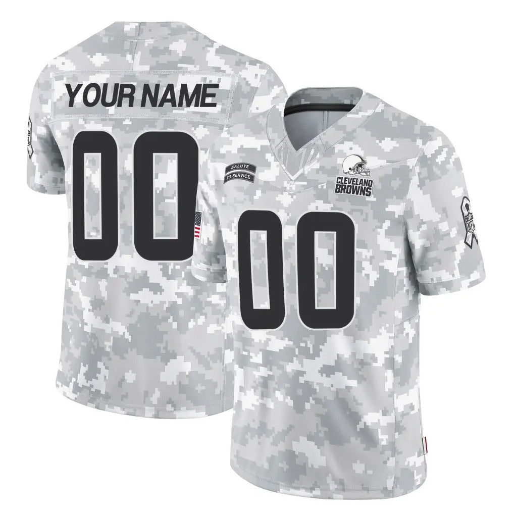 STECN Custom C.Browns Arctic Camo Salute to Service Limited Home Game Any Name & Numbers Stitched Jerseys