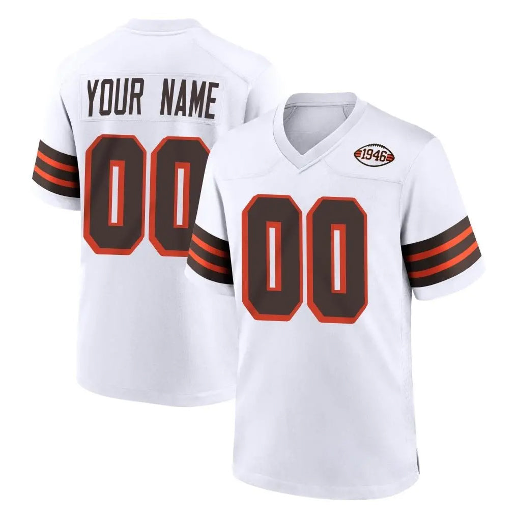 STECN Custom C.Browns White Alternate Home Game Any Name & Numbers Stitched Jerseys