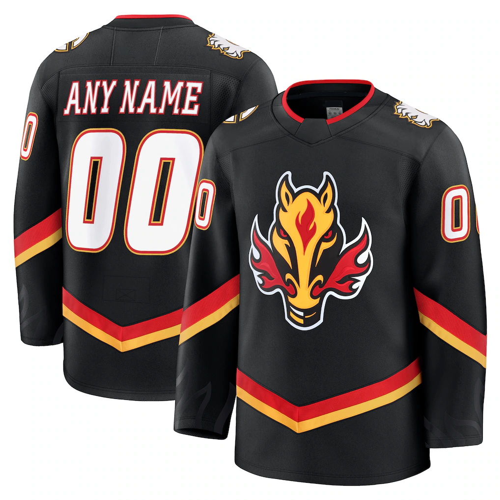 STECN Custom C.Flames Black Alternate Premium Jerseys