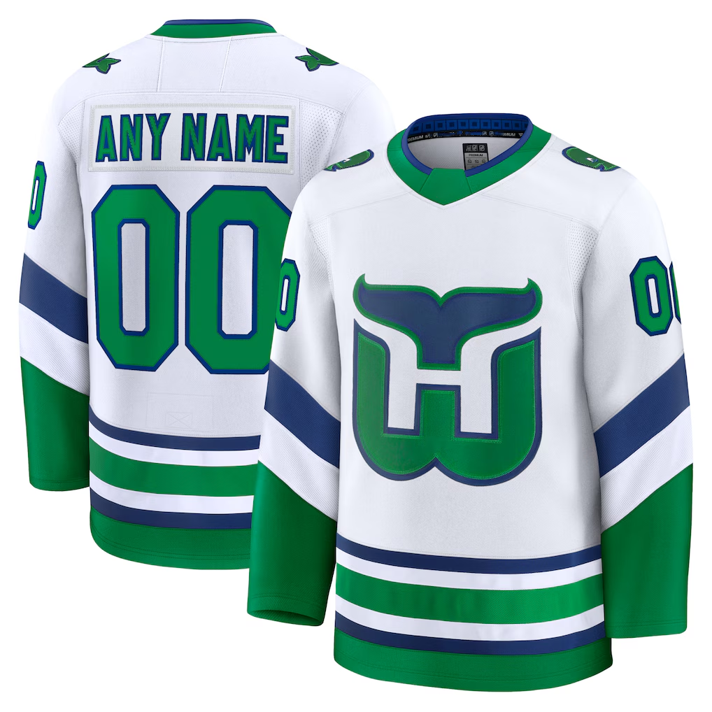 STECN Custom C.Hurricanes White Throwback Premium Stitched Jerseys