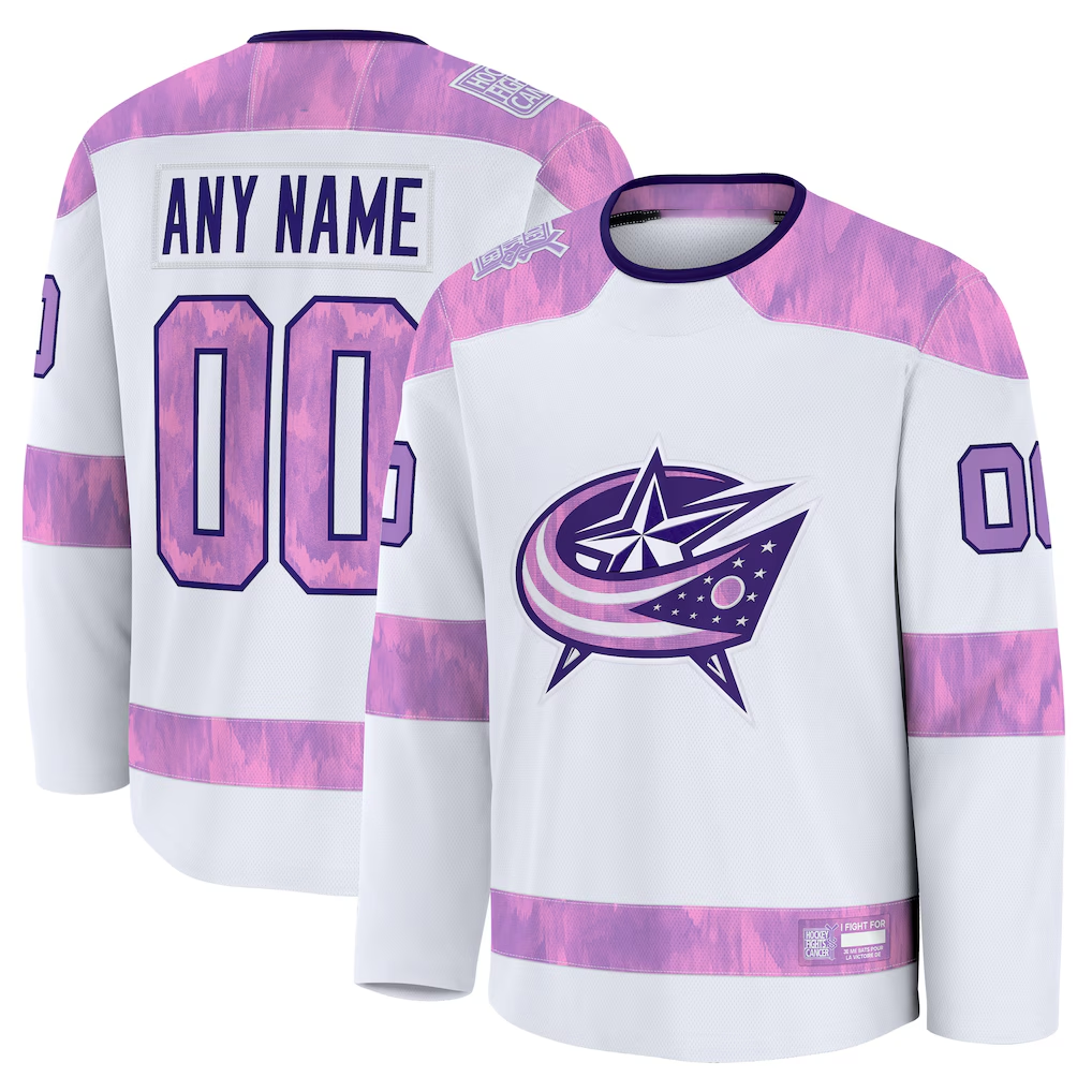 STECN Custom CB.Jackets White 2024 Hockey Fights Cancer Practice Jersey