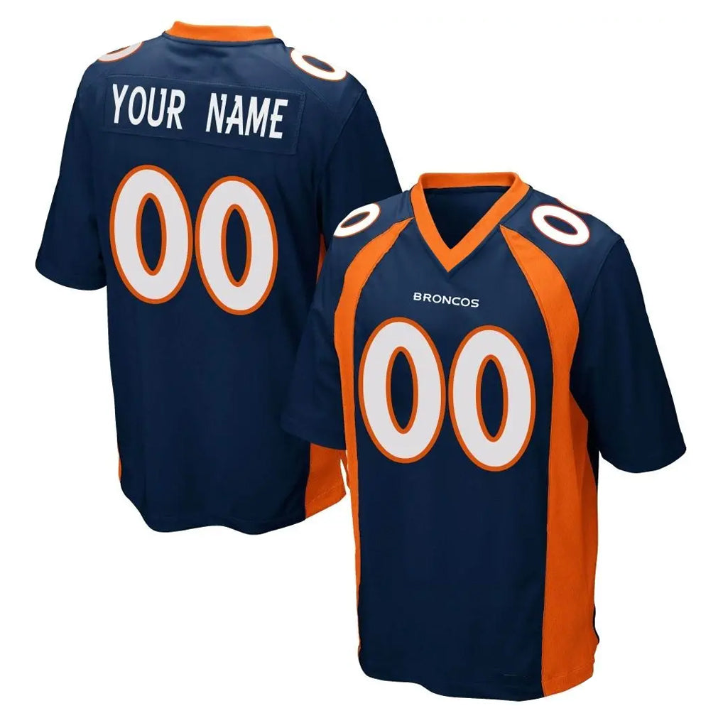 STECN Custom D.Broncos Navy Game Any Name & Numbers Stitched Jerseys