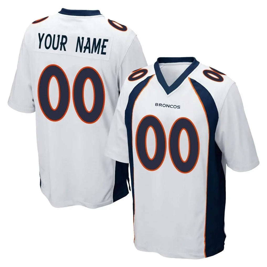 STECN Custom D.Broncos White Game Any Name & Numbers Stitched Jerseys
