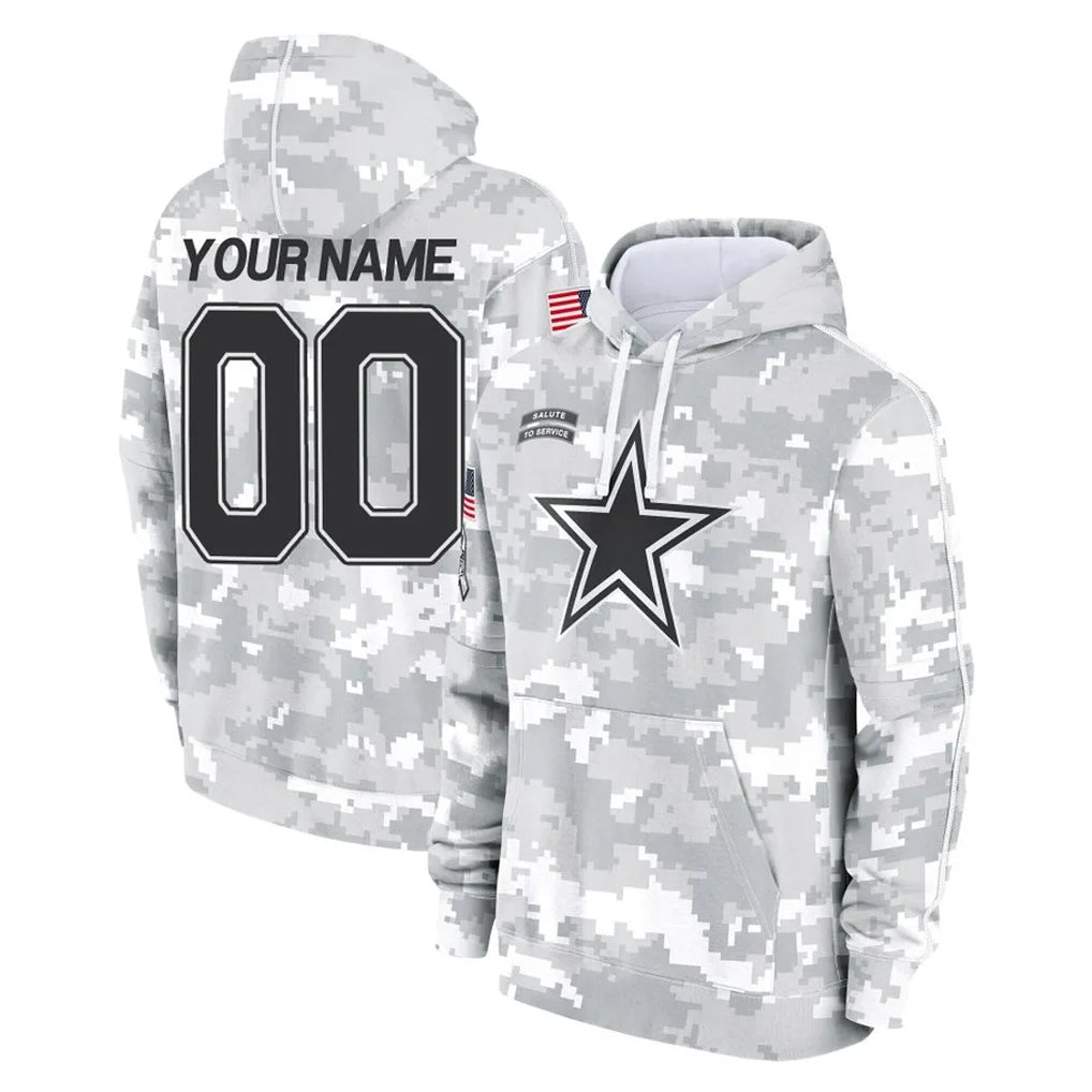 STECN Custom D.Cowboys Arctic Camo Salute to Service Hoodies Limited Game Any Name & Numbers Stitched Jerseys