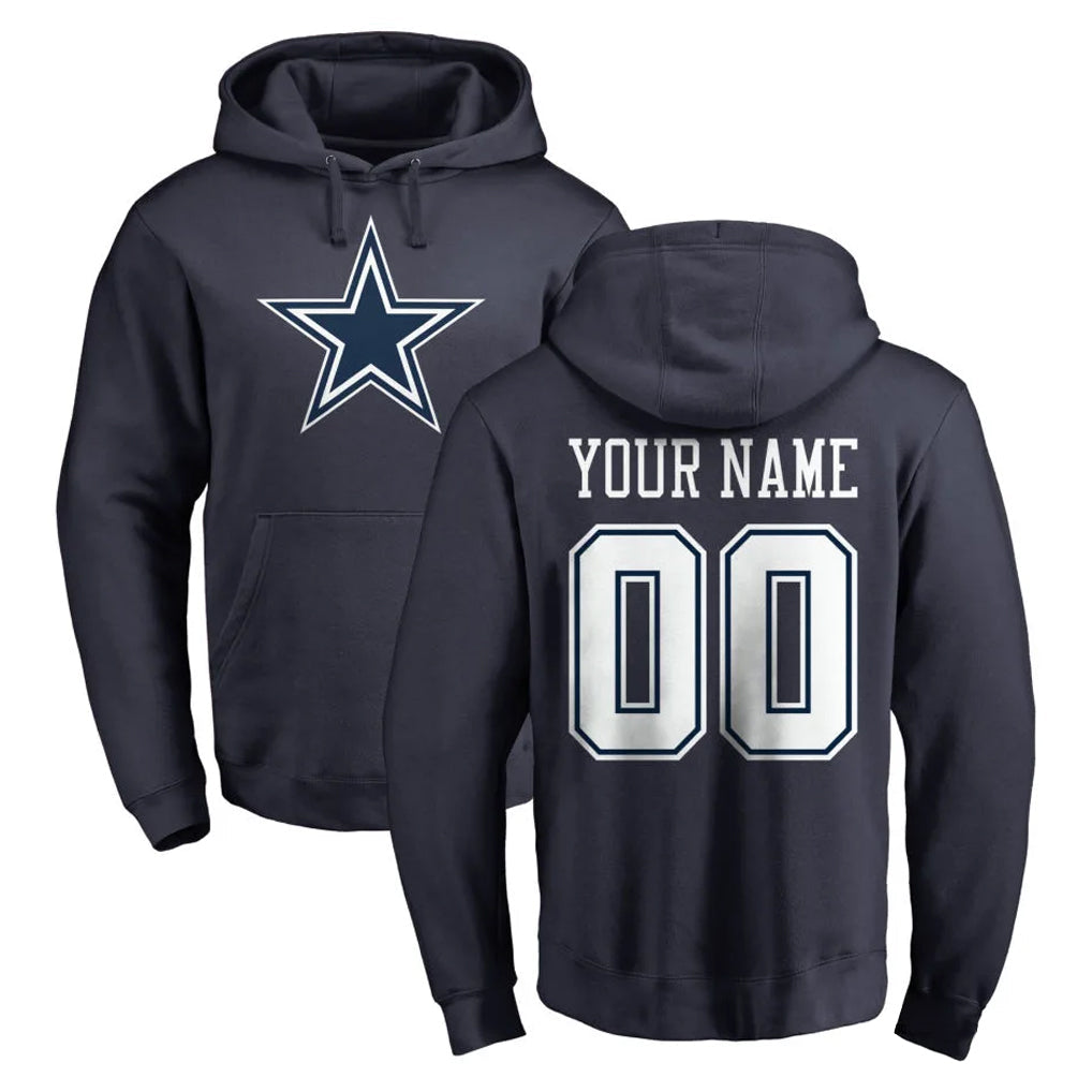 STECN Custom D.Cowboys Navy Pullover Hoodies Limited Any Name & Numbers Stitched Jerseys
