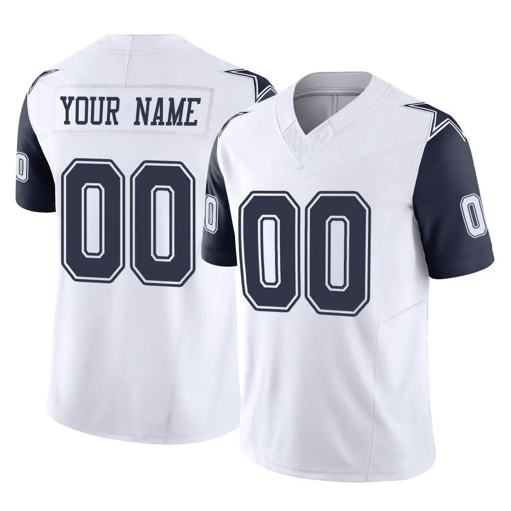 STECN Custom D.Cowboys White-Navy Limited Vapor F.U.S.E. Home Game Any Name & Numbers Stitched Jerseys