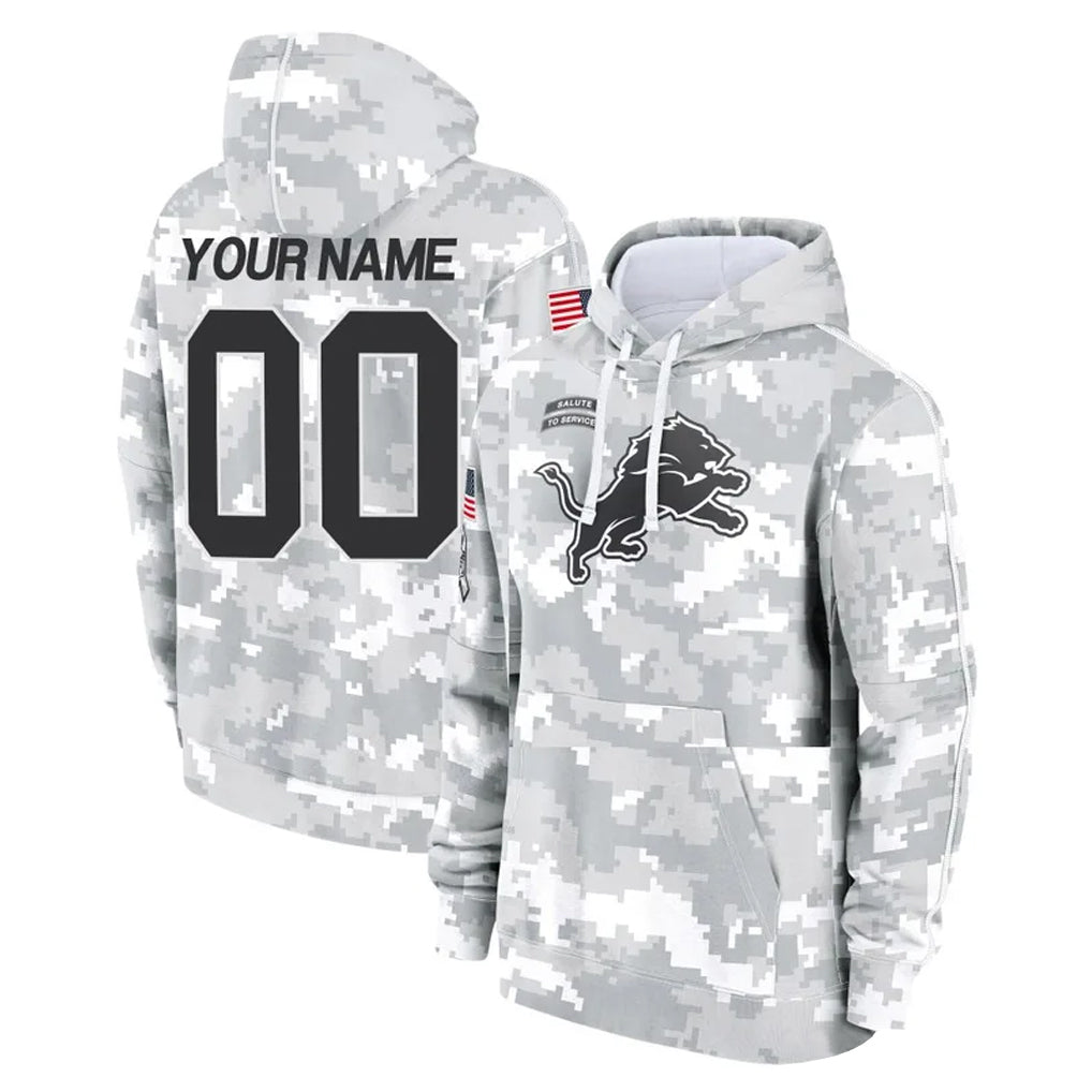 STECN Custom D.Lions Arctic Camo Salute to Service Hoodies Limited Game Any Name & Numbers Stitched Jerseys