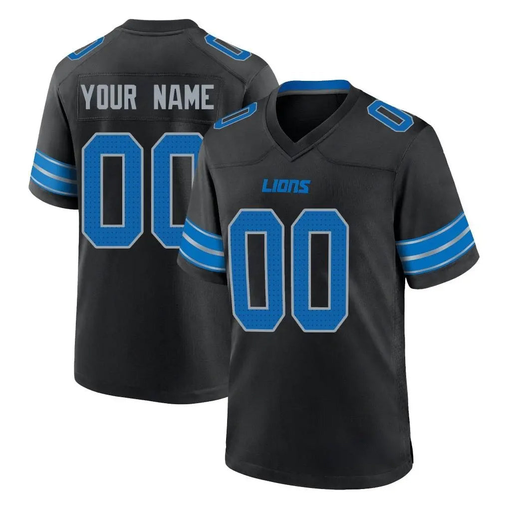 STECN Custom D.Lions Black Alternate Home Game Any Name & Numbers Stitched Jerseys