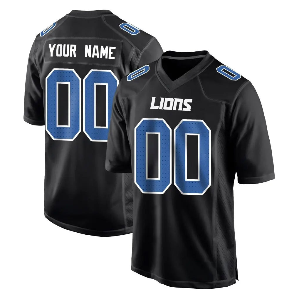 STECN Custom D.Lions Black Fashion Home Game Any Name & Numbers Stitched Jerseys