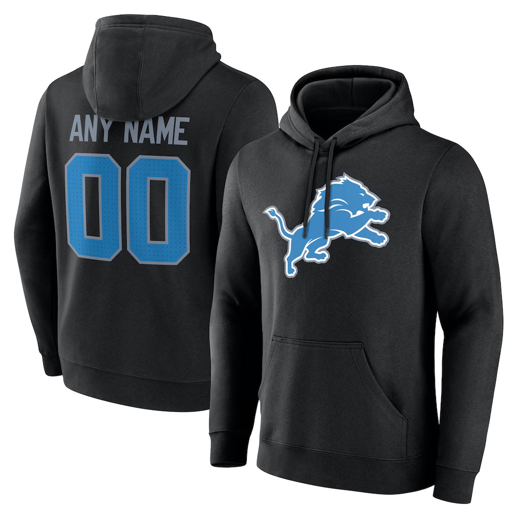 STECN Custom D.Lions Black Pullover Hoodies Limited Any Name & Numbers Stitched Jerseys