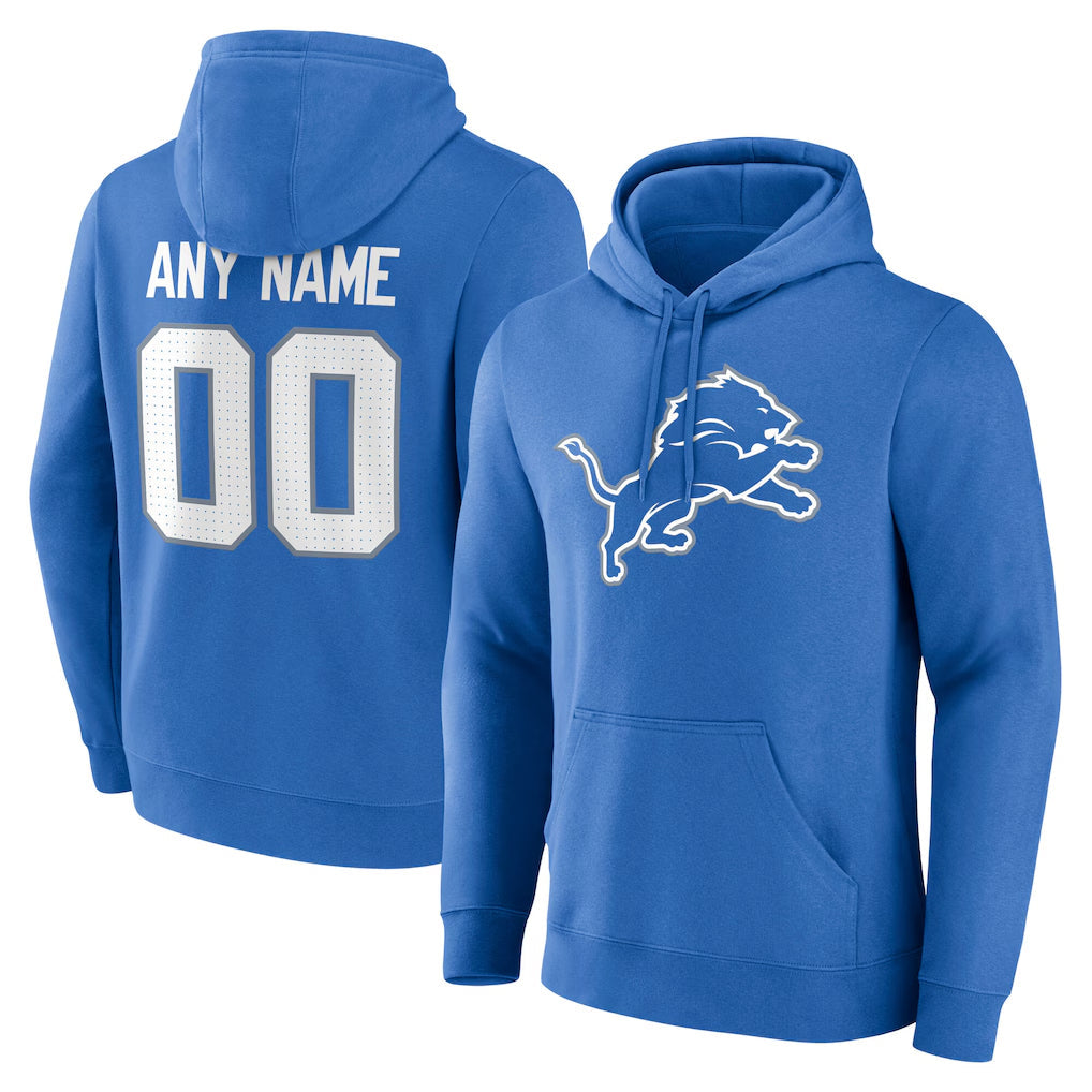 STECN Custom D.Lions Blue Pullover Hoodies Limited Any Name & Numbers Stitched Jerseys