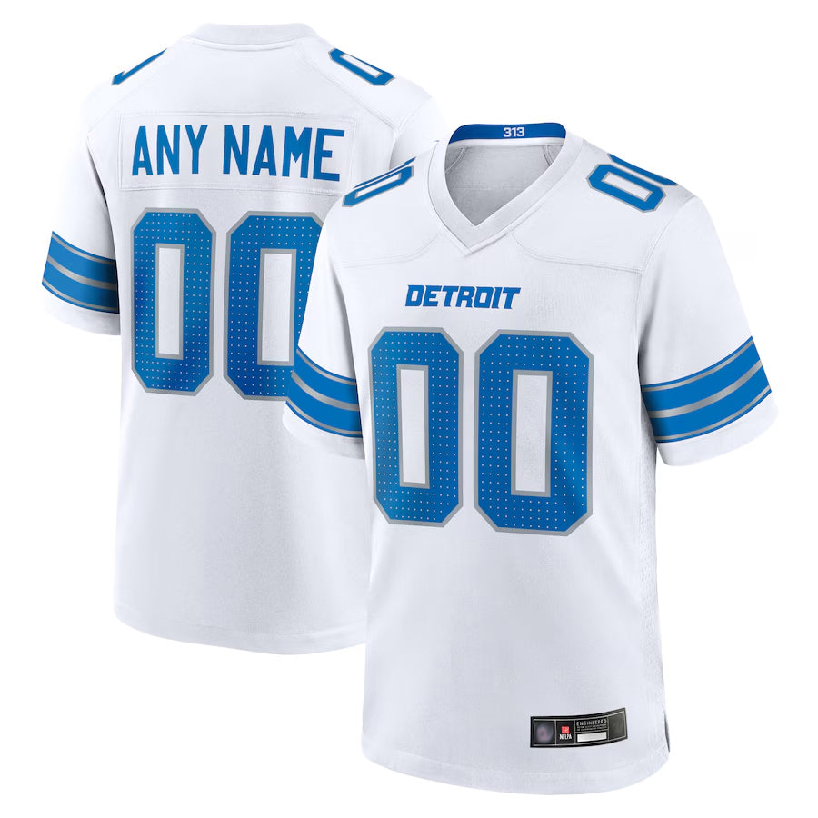 STECN Custom D.Lions White Home Game Stitched Jerseys