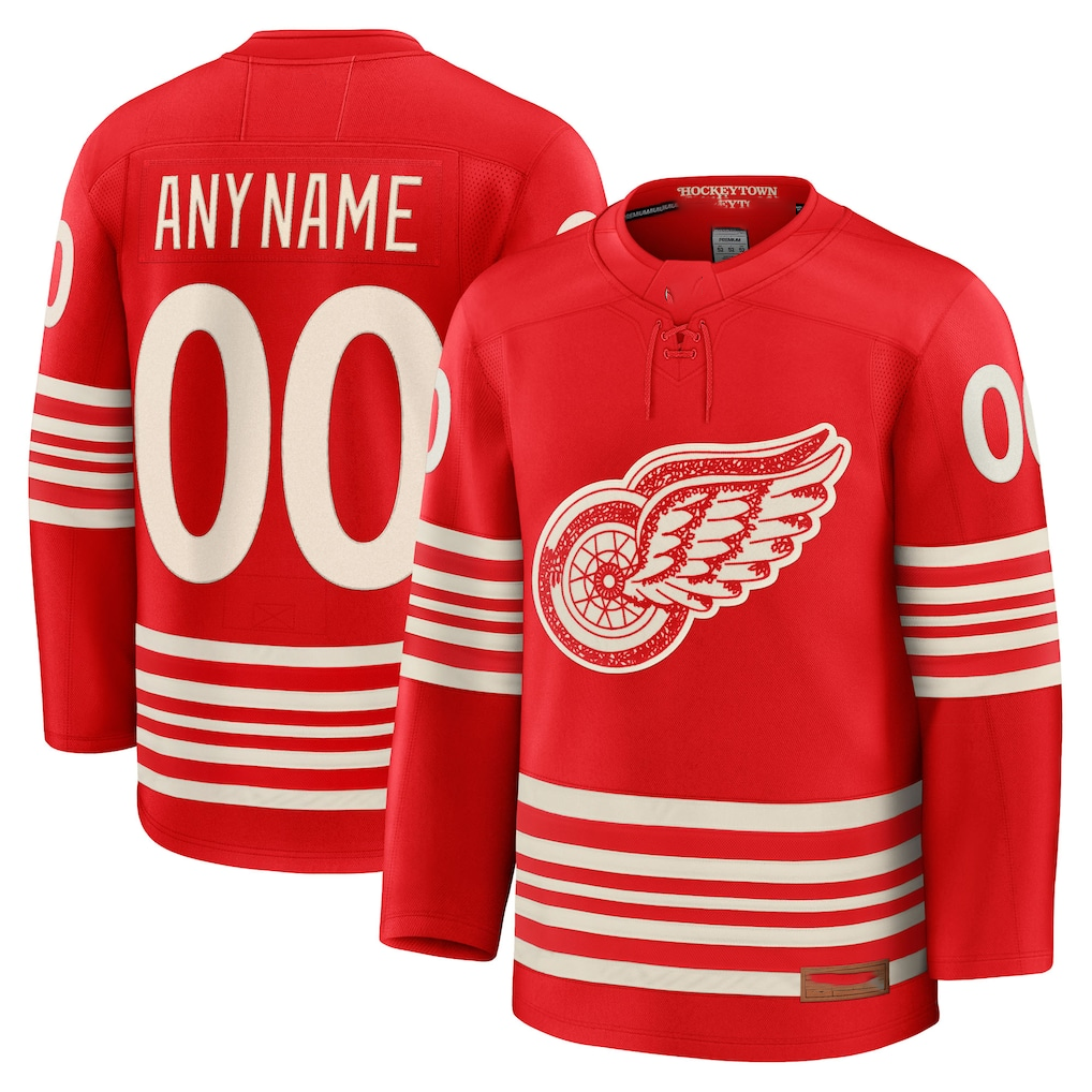 STECN Custom D.Red wings Red Centennial Premium Jerseys